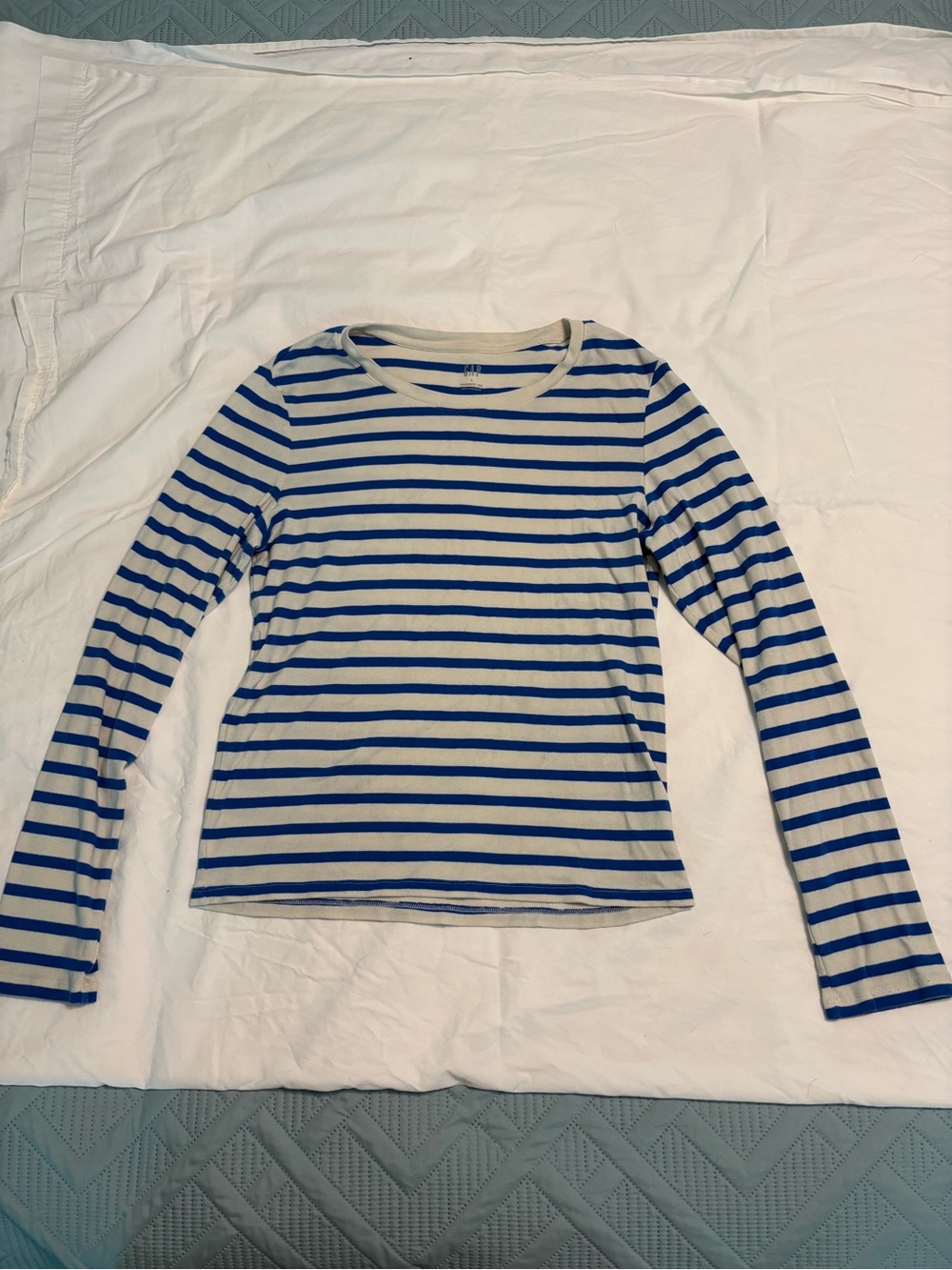 Gap Factory Stripe Women’s Long Sleeve Blue/white T-Shirt Size L